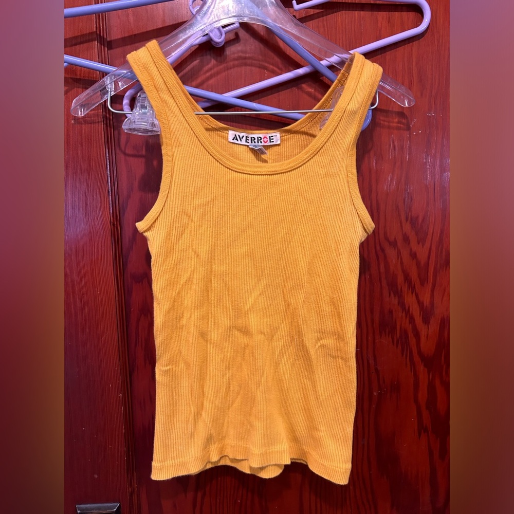 Vintage 90s mustard yellow tank top ribbed